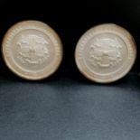 2 x Cambridge University sports medals (?) encapsulated in glass - 5cm diameter