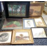 Qty of mixed prints, pictures etc inc antique, Andrew Seamark, Bristol, Erthig etc