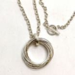 Silver long 100cm necklace with 10 ring pendant by HH - 42g - SOLD ON BEHALF OF THE NEW BREAST