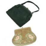 Vintage Silcrest black evening bag (20cm x 22cm and has some marks) t/w a bag with beadwork &