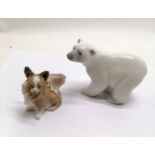 Lladro polar bear (12cm long) t/w Lladro papillon / long haired chihuahua ~ no obvious damage