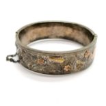 Antique engraved silver bangle with unmarked gold detail by Henry Griffith & Sons Ltd - 28g total