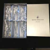 Royal Doulton boxed set of 6 x lunar goblets - Slovakian crystal glasses 21cm high & 2 have a chip