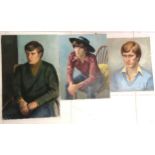 3 x oil paintings on canvas of portraits (1 female 2 male) by Dorothy Dean (1920-2005) - largest