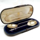 Pair of 1893 silver large apostle serving spoons by Sibray, Hall & Co (Job Frank Hall) in original