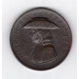 1928 Joseph Fry bicentenary commemorative 51mm bronze medallion by Harold James Youngman (1886-1968)