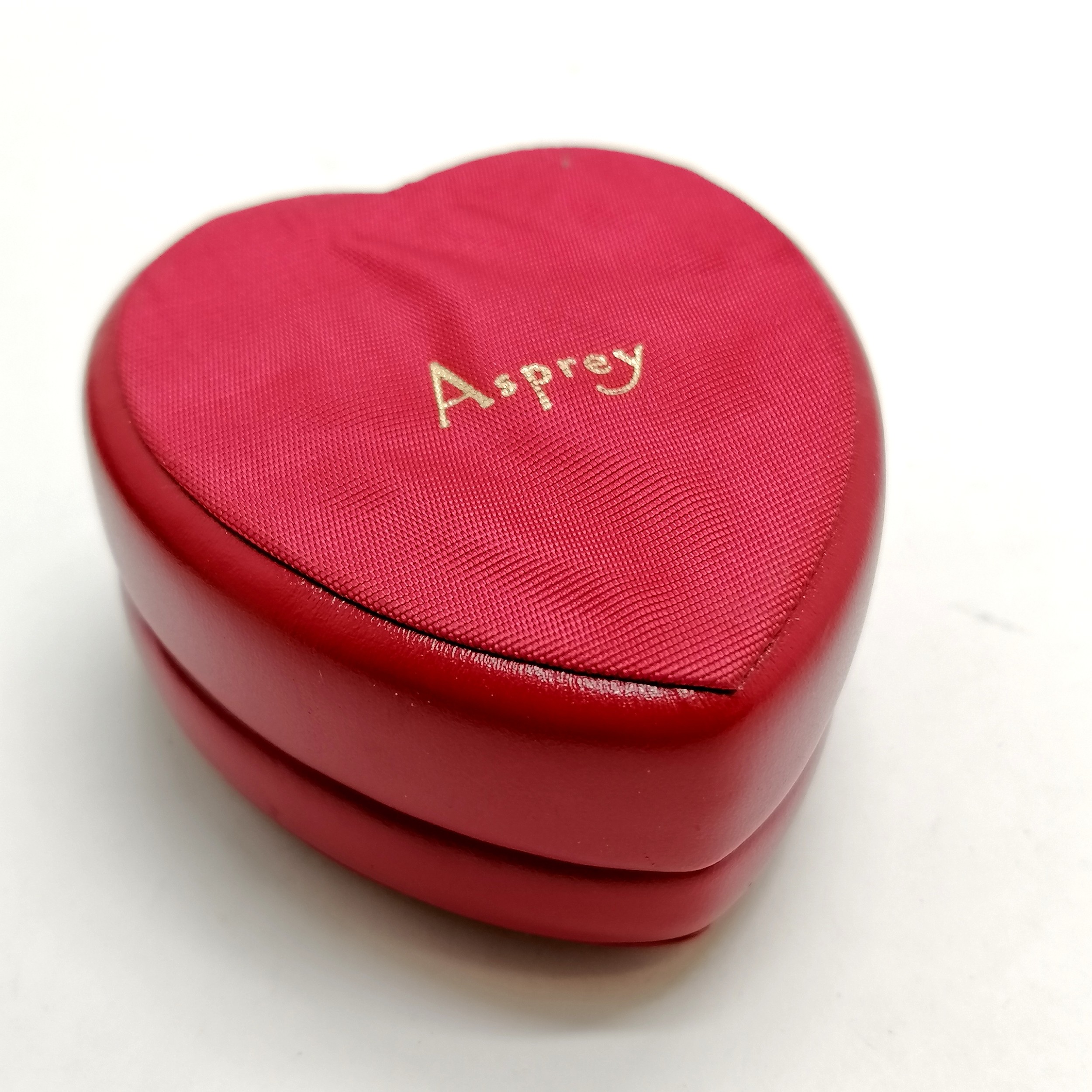 Asprey red leather heart jewellery box with GF monogram to lid - 6.5cm long x 3.5cm deep - Image 2 of 2