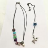 Silver Trollbeads fairy necklace with sliding bead t/w Trollbeads double strand silver necklace with