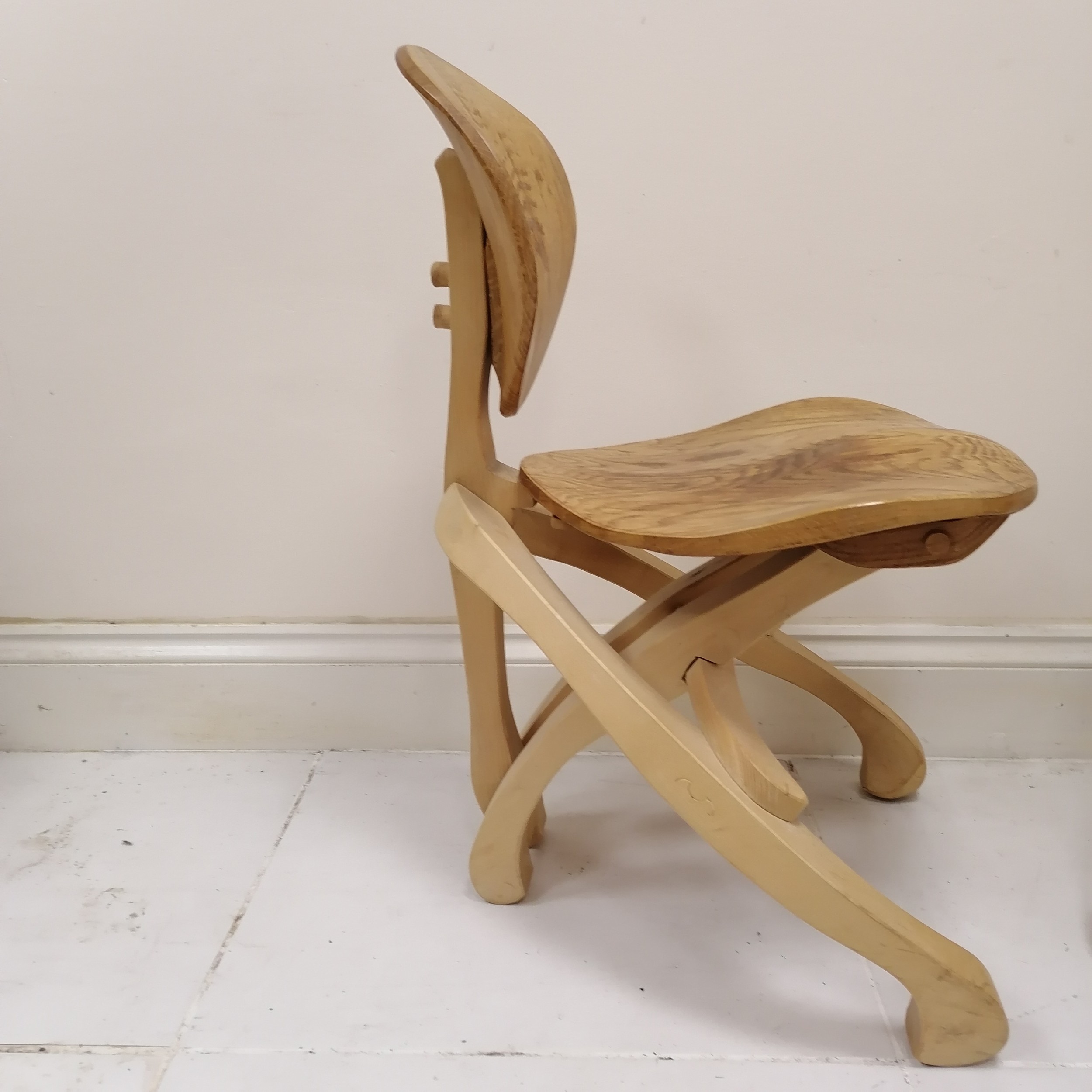 2 x bespoke handmade oak (with sycamore & ash) office chairs by Malcolm David Smith (cost £500 - Image 5 of 5