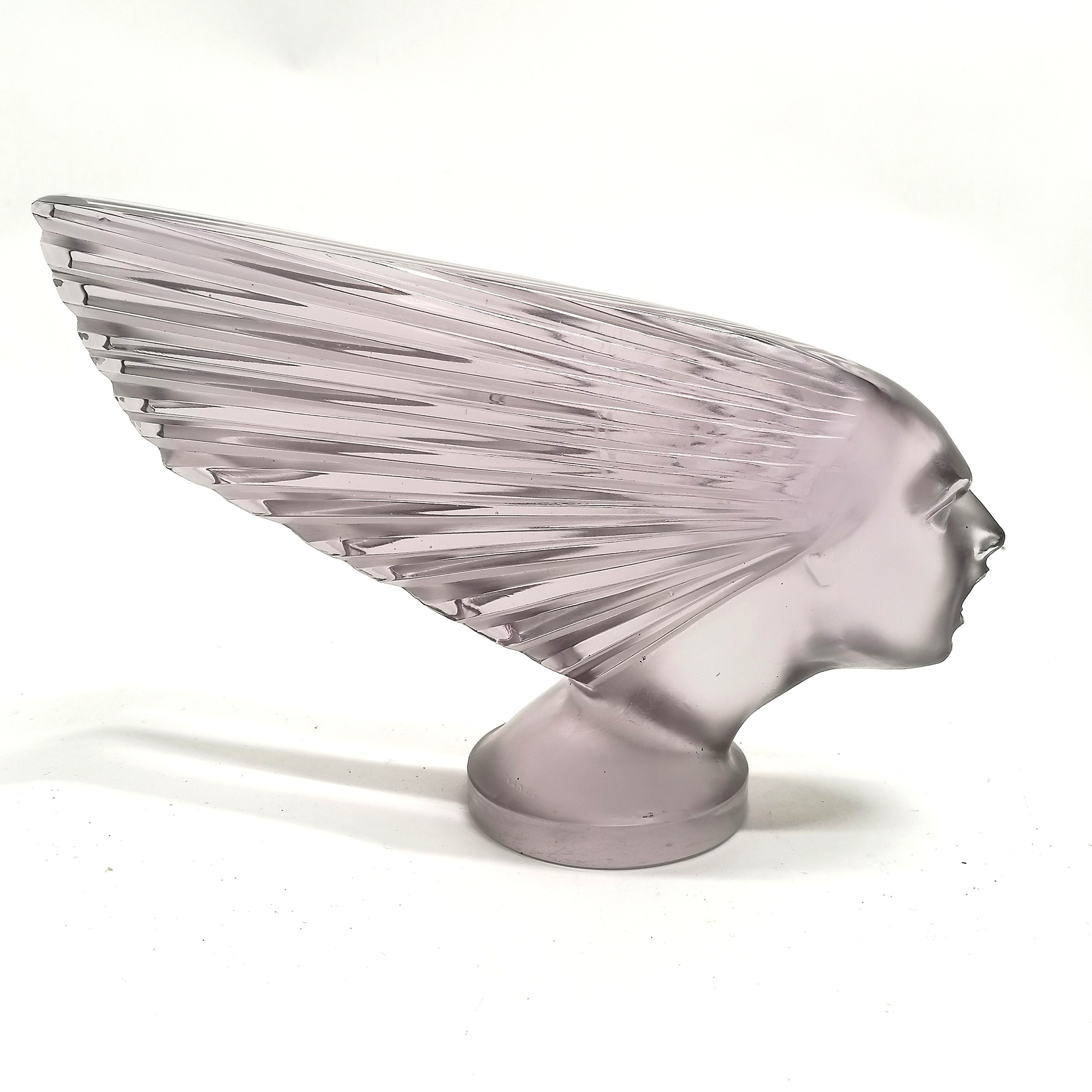 Original Rene Lalique Victoire glass car mascot - 21cm across x 13cm high ~ has had polish to end of