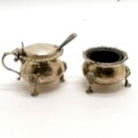 1926 Mappin & Webb silver pair of cruet with cast legs terminating with mask detail - 202g silver