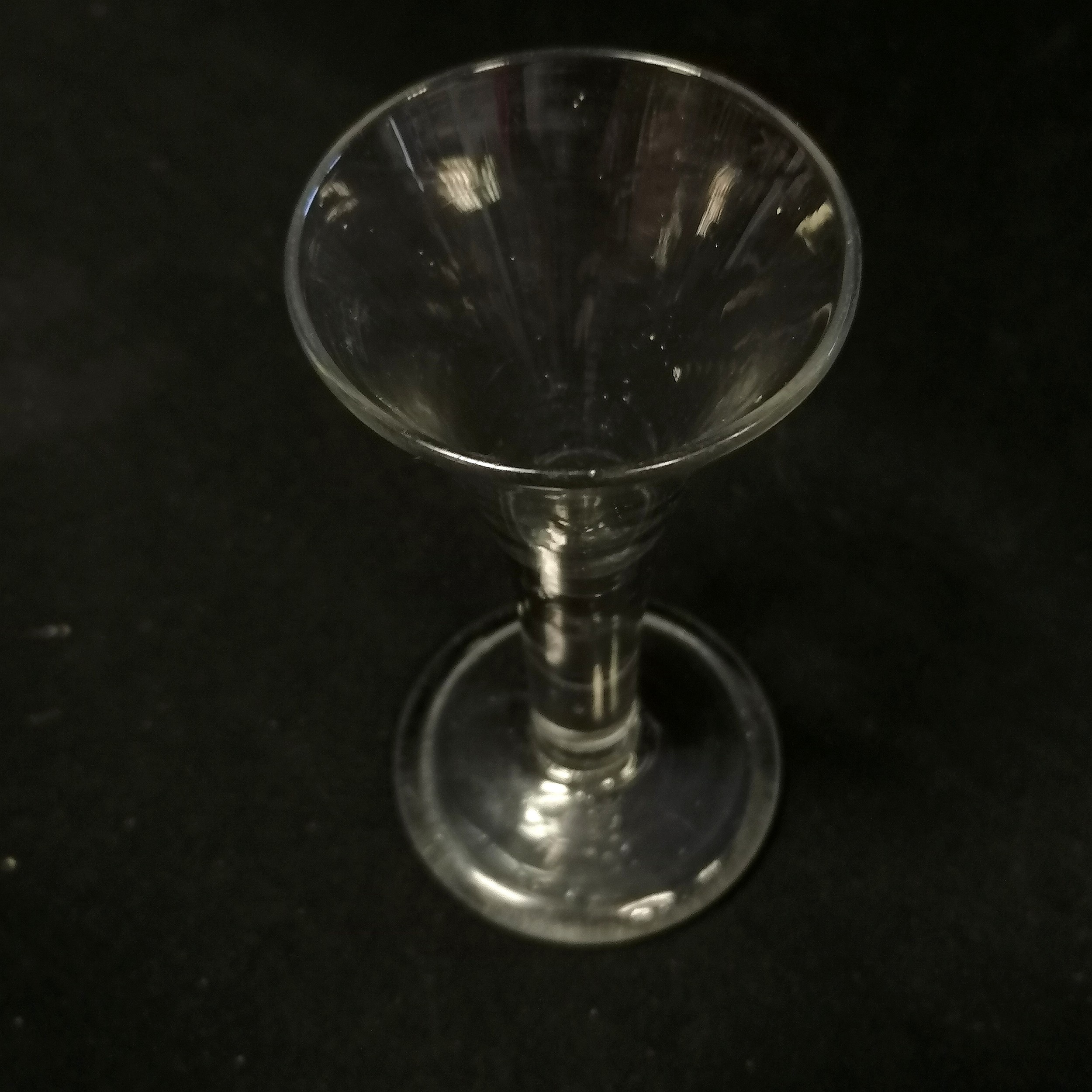 Antique toastmasters glass with trumpet bowl and heavy base - 13cm high & 6.5cm base ~ air bubble to - Image 2 of 4