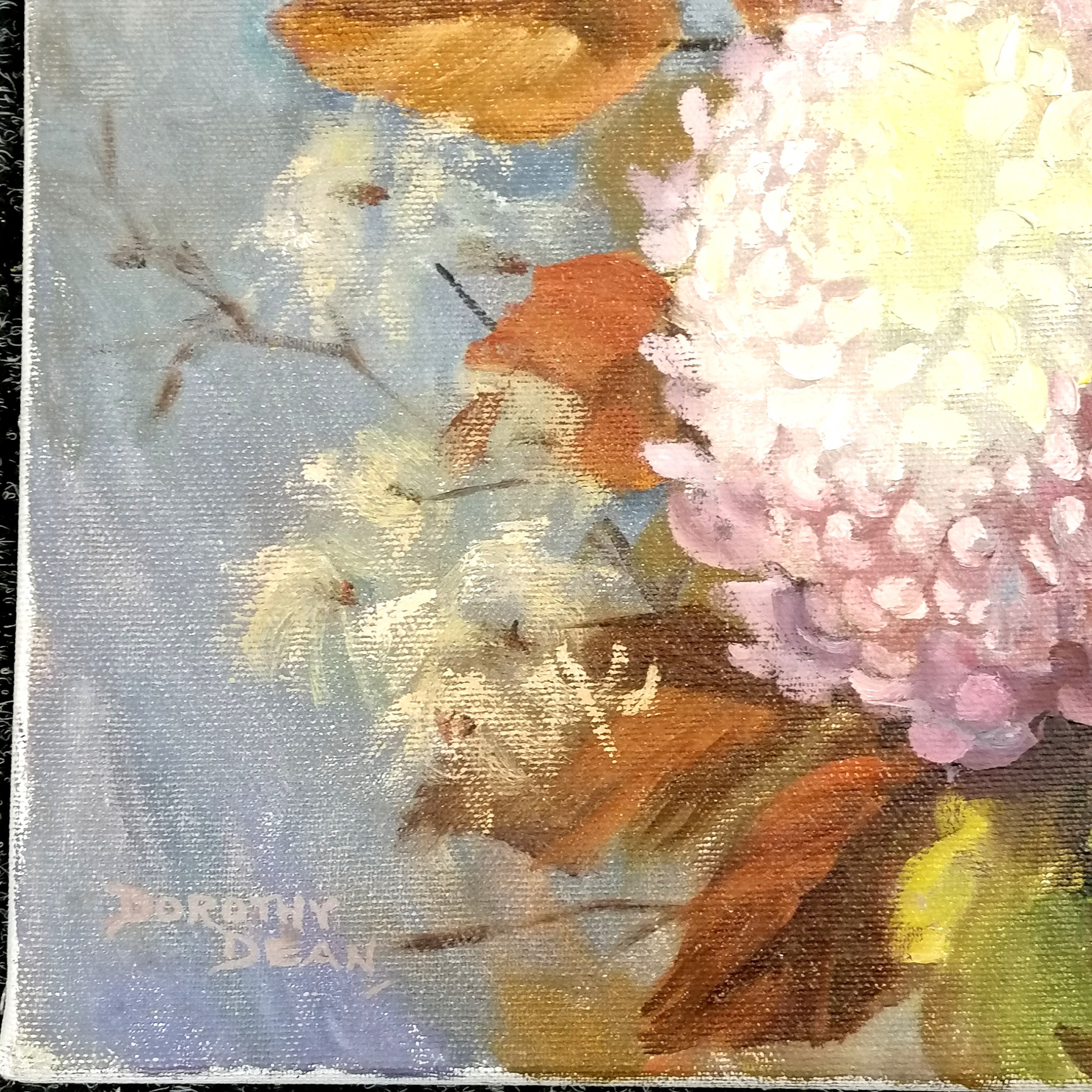 Oil painting on canvas of some flowers by Dorothy Dean (1920-2005) - 45.5cm x 36cm - Image 2 of 2