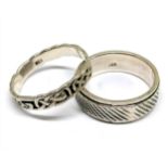 2 x silver rings - 1 is a spinner ring and the other is a celtic design - both size Y & weight (2)