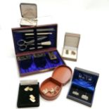 Pair of silver and gold cufflinks, boxed cufflinks etc