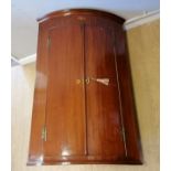 Large Antique mahogany 2 door corner wall cabinet 110cm high x 68cm wide x 48cm deep. In good used