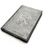 Silver fronted needle case with Art Nouveau taste hooded lady in vignette design by Keyford Frames