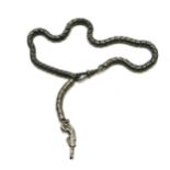 Unusual metal watch chain with unmarked pistol fob (a/f) - total length 38cm