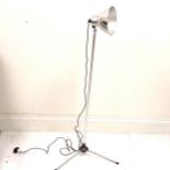 Philax aluminium adjustable lamp on tripod base 118cm high.