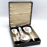 Fattorini cased 1940 silver & enamel dressing table / vanity set by Henry Clifford Davis - box