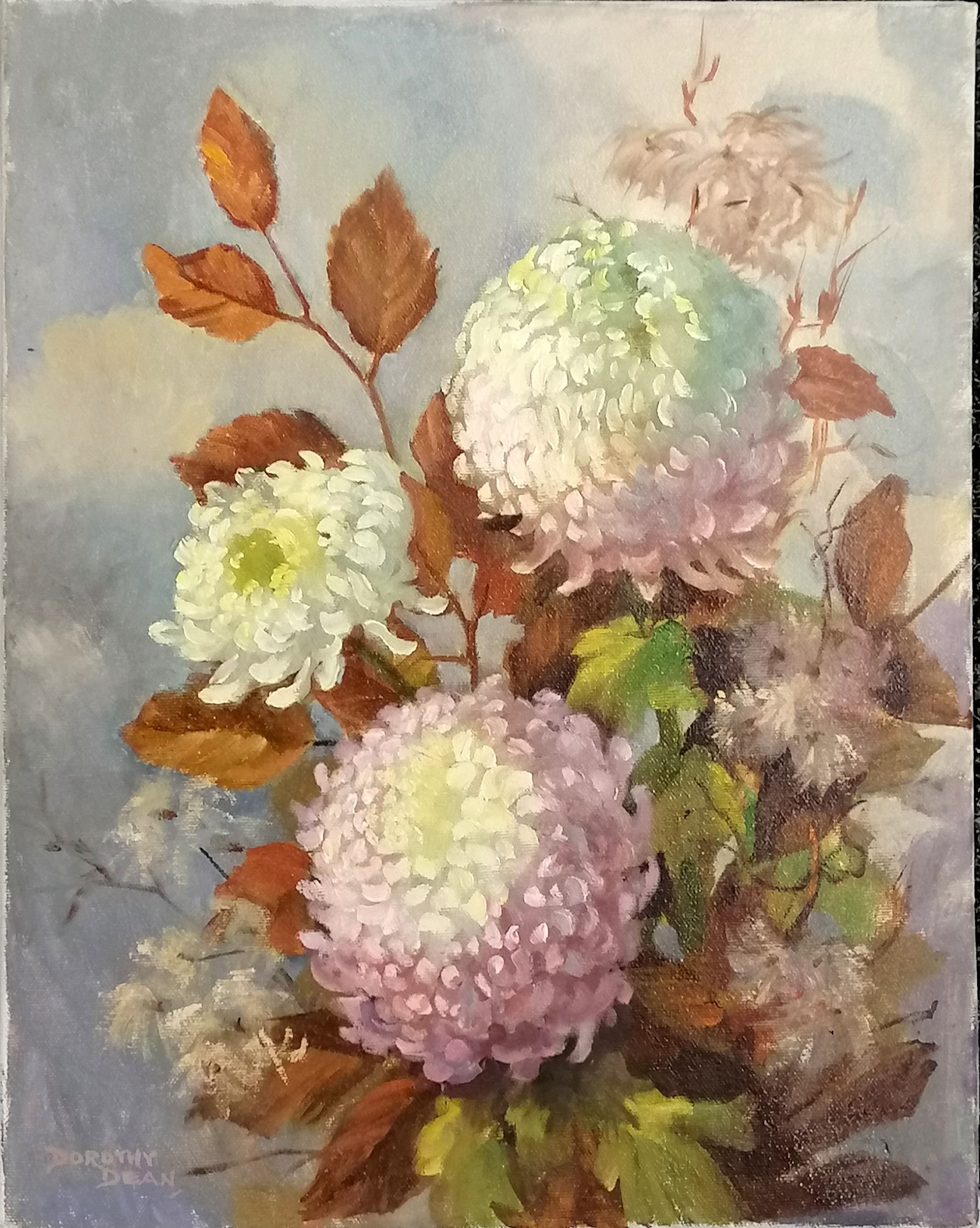 Oil painting on canvas of some flowers by Dorothy Dean (1920-2005) - 45.5cm x 36cm