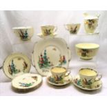 Crown Staffordshire part tea set 13 pieces slight age related ware, t/w a jug and basin (jug a/f).
