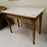Antique marble topped pine pastry table 100cm x 58cm x 79cm high