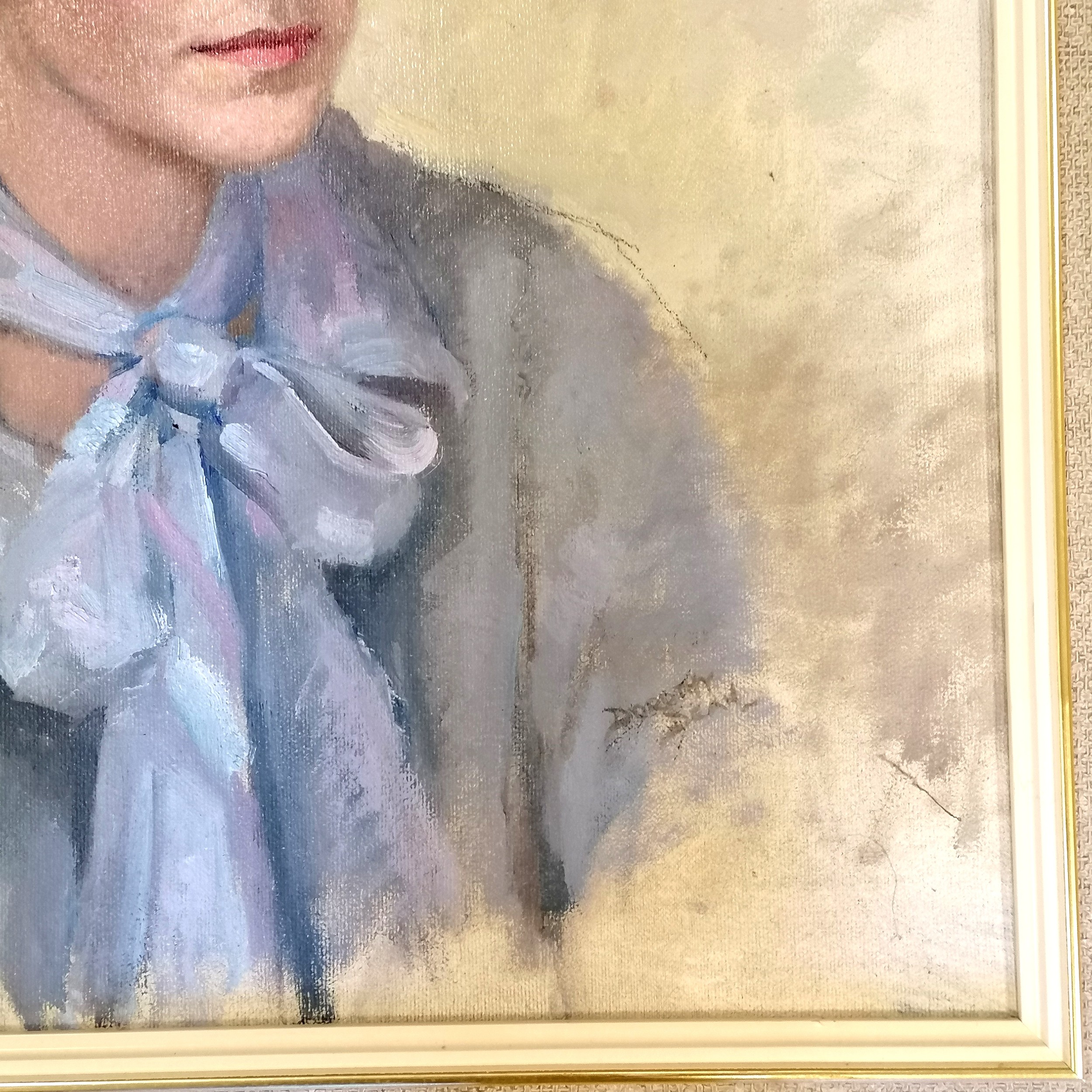 Framed oil painting on canvas of a lady (Fiona) by Dorothy Dean (1920-2005) - frame 64cm x 53.5cm - Image 2 of 2