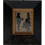 Antique framed silhouette of two gentlemen 16cm x 18cm