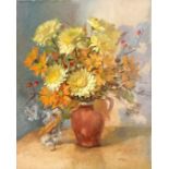 Oil painting on canvas of a vase of flowers by Dorothy Dean (1920-2005) - 51cm x 40.5cm