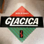 French vintage tin advertising sign (by Synergie) for Glacica - 85cm x 96cm across ~ slight