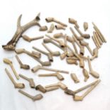 Collection of antique clay pipes T/W an antler. All A/F