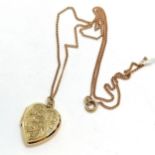 9ct hallmarked gold heart shaped locket on a 9ct rose gold 46cm chain ~ total weight 6.4g