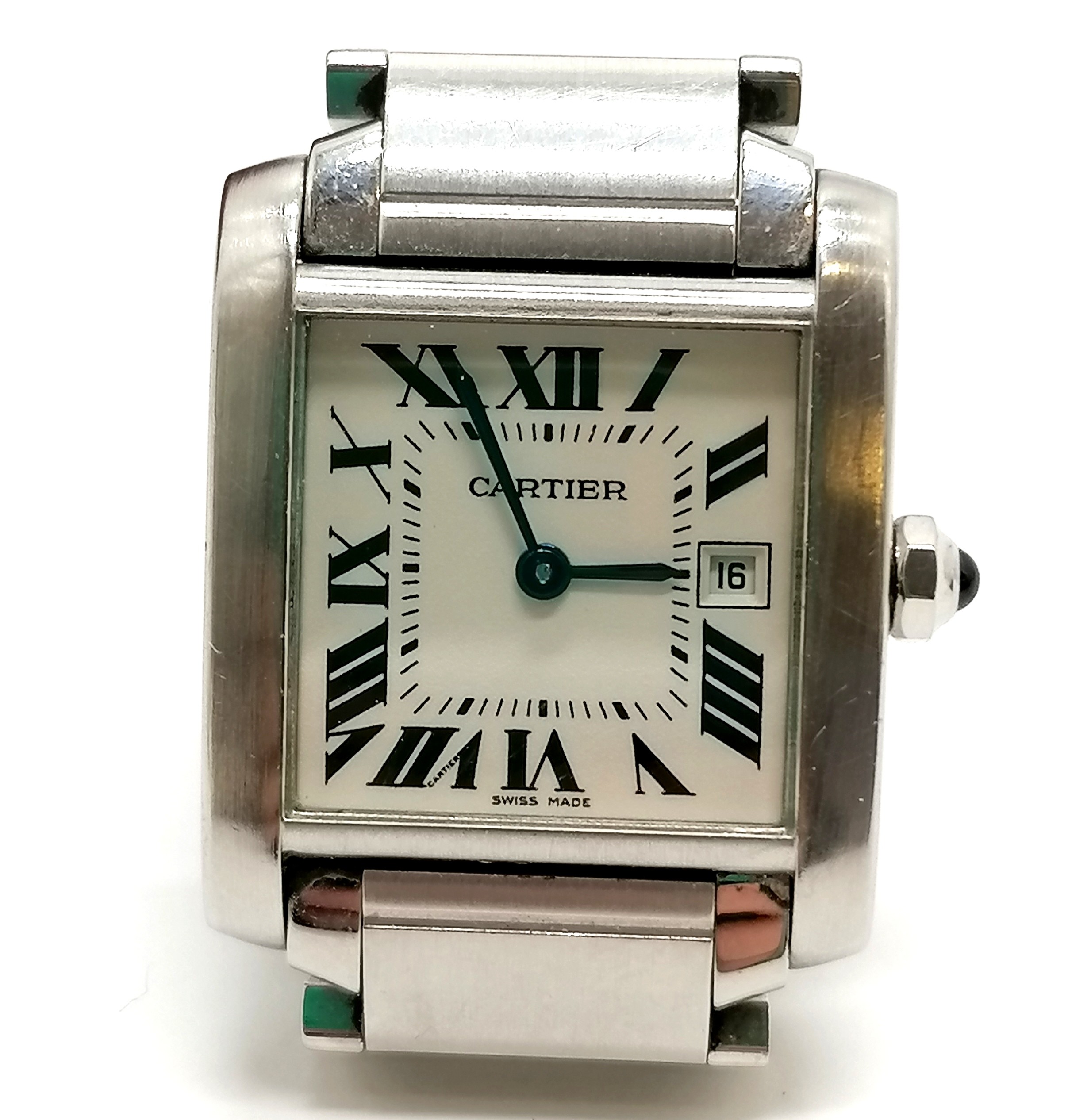 Cartier ladies tank francaises quartz wristwatch in stainless steel in original retail box - has - Image 3 of 4