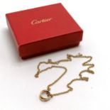 Cartier 18ct marked gold 40cm chain with tri-coloured linked ring pendant (CU8568) in a Cartier