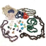 Qty of hardstone pendants & necklaces inc malachite, turquoise, jade, lapis etc - SOLD ON BEHALF