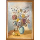 Large framed oil painting on canvas of a vase of flowers by Dorothy Dean (1920-2005) - 101.5cm x
