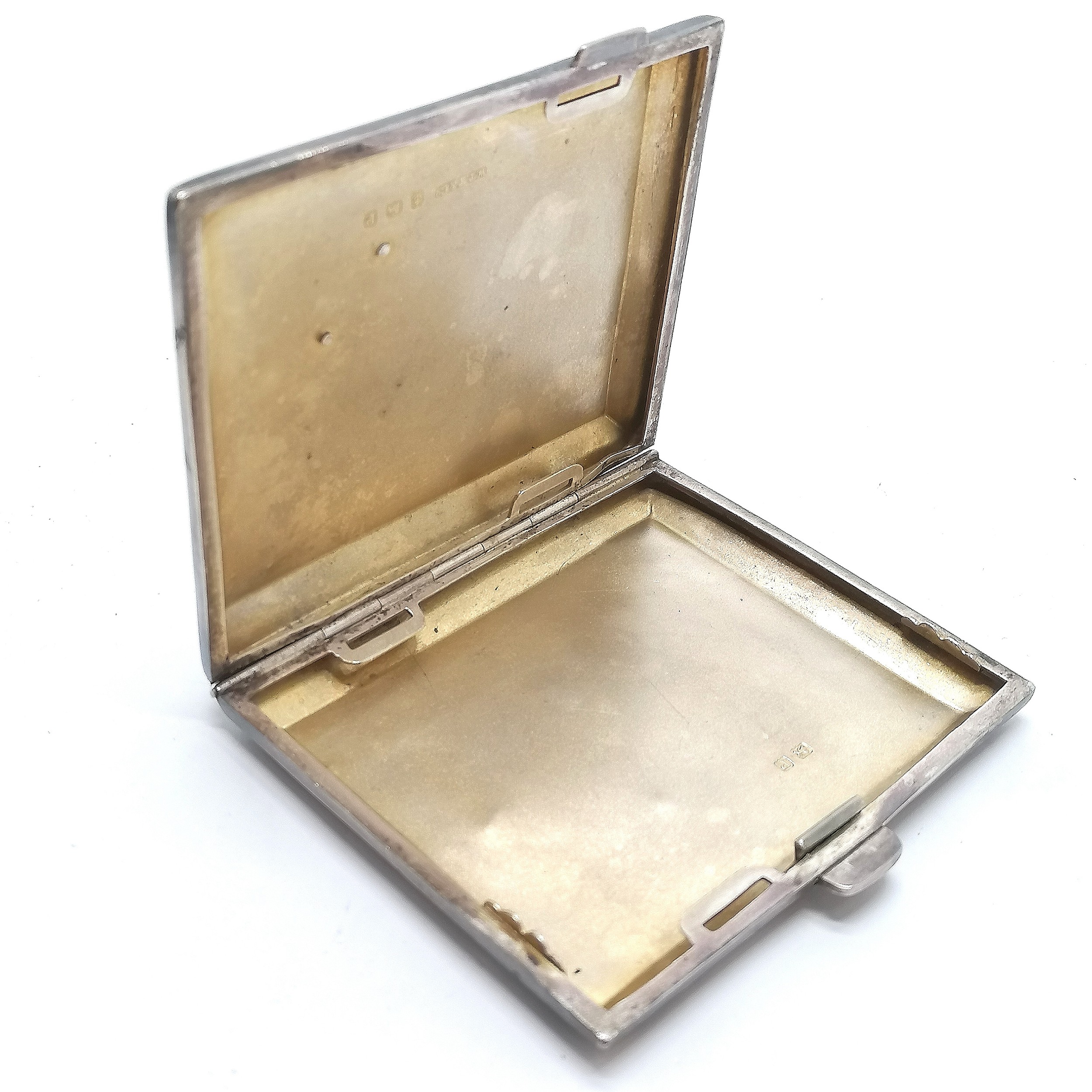 1939 Silver engine turned cigarette case by W T Toghill & Co with 5-7-(19)41 dedication & applied - Image 2 of 3