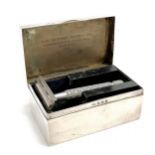 Silver cased shaving set by Levi & Salaman with inscription Flight Lieutenant R S Sorley DFC in