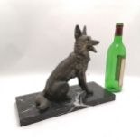 Art Deco spelter figure of an alsatian on a marble base - 35cm x 15cm x 28cm high ~ slight chips