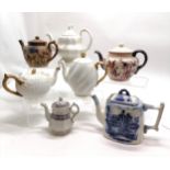 Collection of teapots inc Coalport, Doulton lambeth etc - all slight a/f