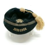 Velvet school cap with tassel dated 1931-1932 by Rowans (Glasgow & Birmingham)