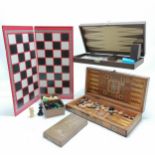 Staunton complete plastic chess set (in original box 15.5cm x 8cm x 5cm - slight a/f) t/w 2 x
