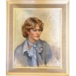 Framed oil painting on canvas of a lady (Fiona) by Dorothy Dean (1920-2005) - frame 64cm x 53.5cm