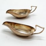 1932 (F/G) pair of Chester silver small sauce boats by Adie Brothers Ltd - 12cm across & 56g ~