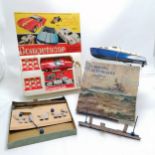 Boxed Mettoy Computacar (seems complete), Chad Valley Naval Tidleywinks (no winks) & battery