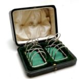 1913 (N/O) silver pair of small toastracks by J Sherwood & Sons in original Mappin & Webb retail box