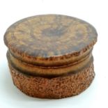 Anttique burrwood circular box with lift off lid - 13cm diameter x 7cm deep & no obvious damage