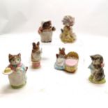 6 x Beswick Beatrix Potter figurines (all with oval backstamp) - Lady Mouse from tailor of