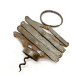 Antique Weir's Patent 12804 25 September 1884 J Heeley & Sons concertina corkscrew / lazy tongs -